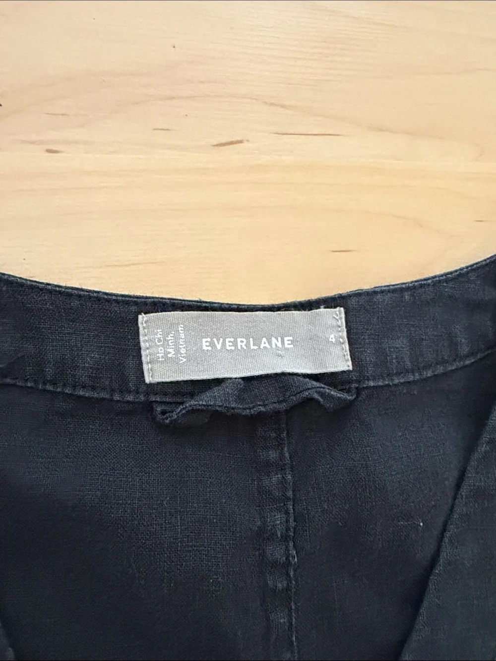 Everlane Black 100% Linen Button Front Wide Leg Jumpsuit Size 4